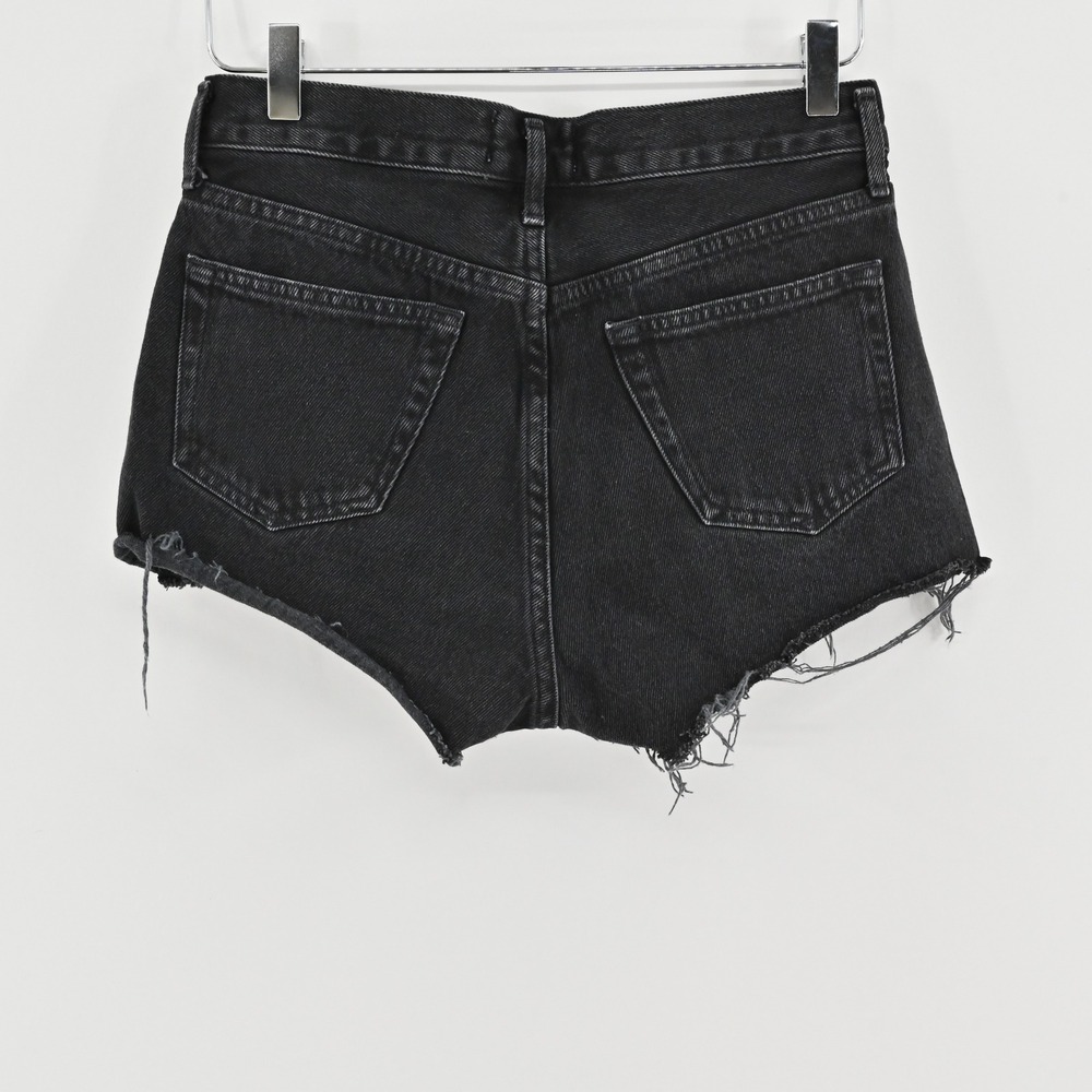 Agolde Parker Shorts Womens‎ Size 24 Black Distressed Button Fly Cutoff Denim - Picture 2 of 14